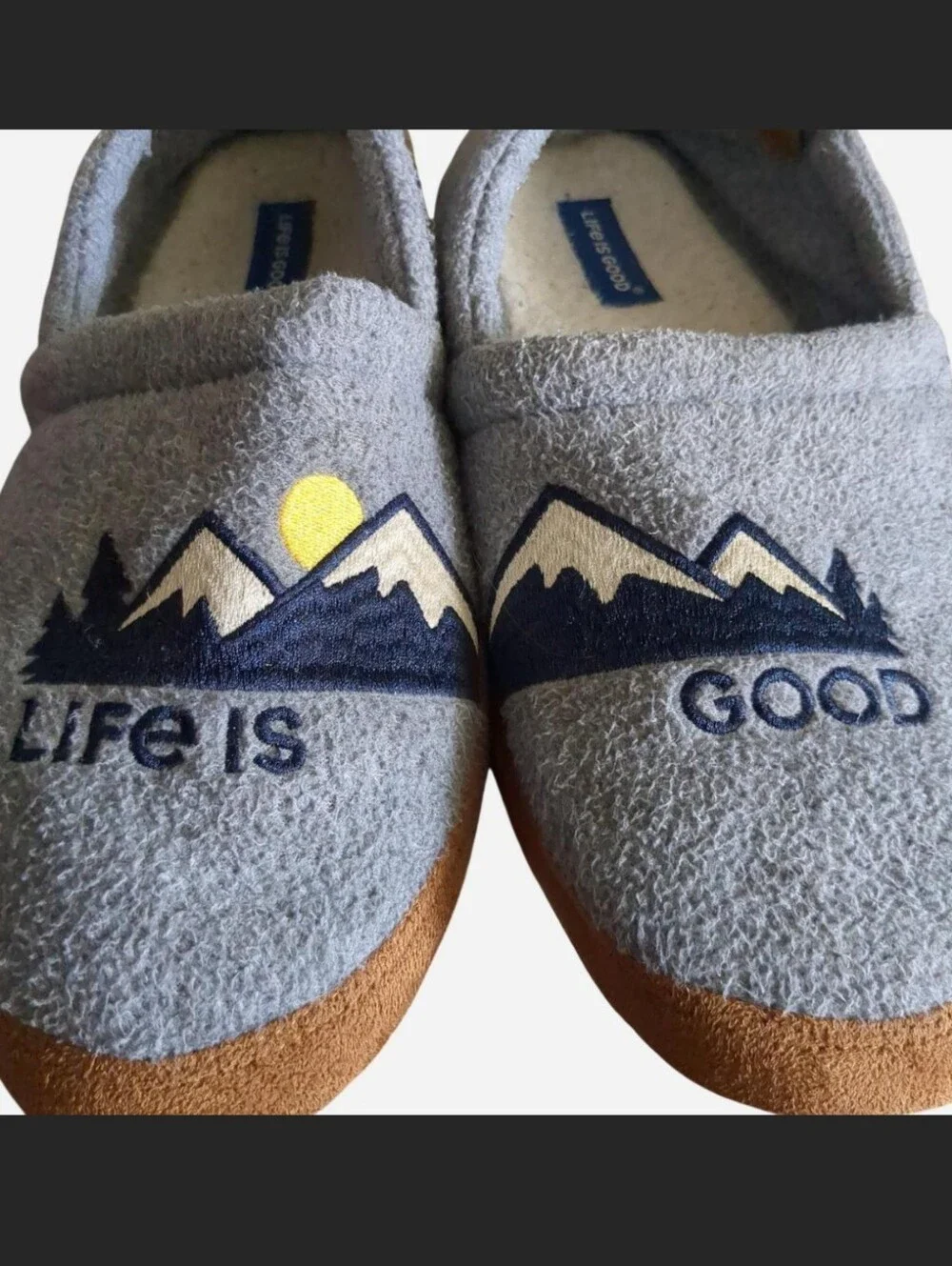 Vintage Style Life Is Good Mountain Fleece Slippers Gorpcore Mocs Size 10 M